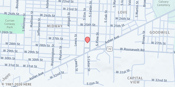 Map showing St Francis House at 2701 S. Elm St., Little Rock, AR