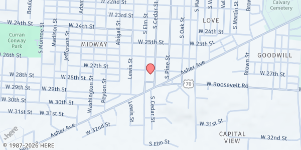 Map showing St Francis House - Community Resources Foodbank at 2701 S. Elm St., Little Rock, AR