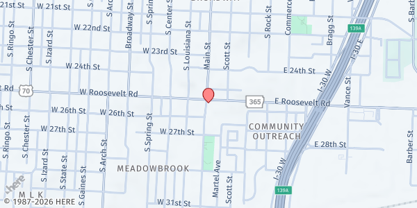 Map showing St John Baptist Church - LR at 2501 S. Main St., Little Rock, AR