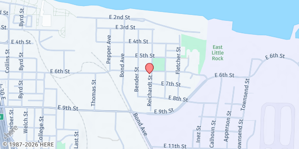 Map showing St Johns Baptist Church- East at 1920 E. 6th St., Little Rock, AR