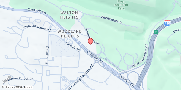 Map showing Trinity Assembly of God at 11120 Cantrell Rd., Little Rock, AR