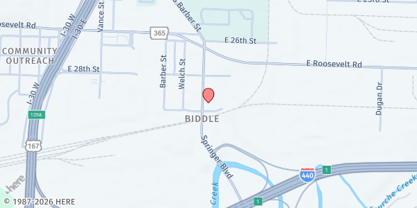 Map showing Union Rescue Mission at 2921 Springer Blvd, Little Rock, AR