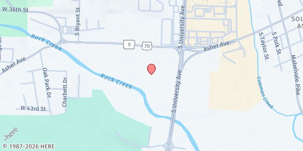 Map showing Vine and Village at 6221 Colonel Glenn Rd., Little Rock, AR