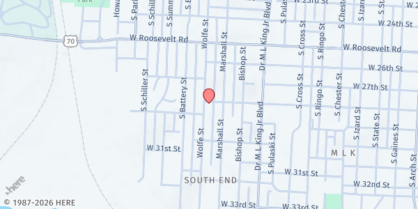 Map showing White Memorial United Methodist Church at 2801 Wolfe St., Little Rock, AR