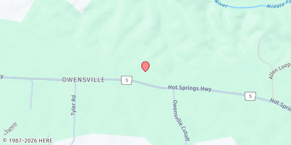 Map showing Owensville Baptist Church at 22000 AR-5, Lonsdale, AR