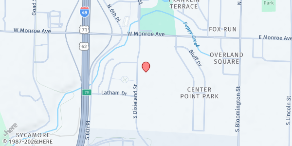 Map showing Lowell Mobile Pantry - Parking Lot at 119 S. Dixieland Rd., Lowell, AR