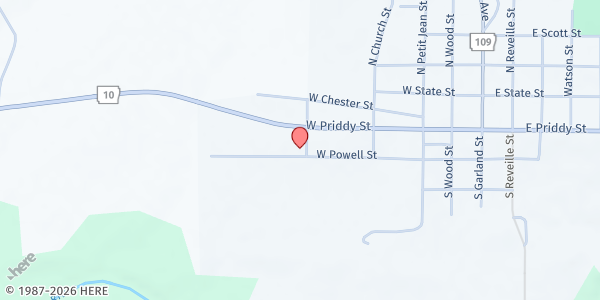 Map showing Magazine First Assembly of God at 30 S. Union St., Magazine, AR