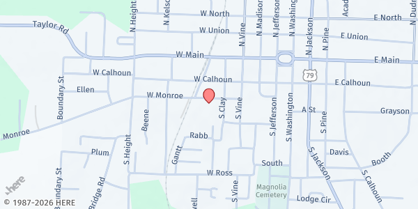 Map showing Southern Christian Mission at 515 W. Monroe St., Magnolia, AR