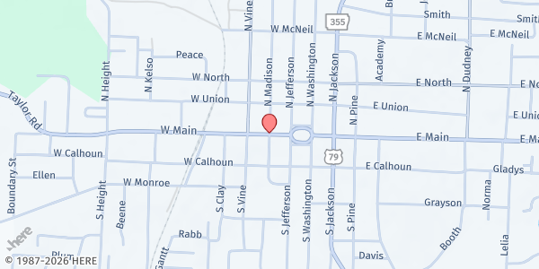 Map showing The Stewpot at First UMC at 320 W. Main St., Magnolia, AR