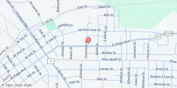 Map showing A Cup of Water at 506 E. Page St., Malvern, AR