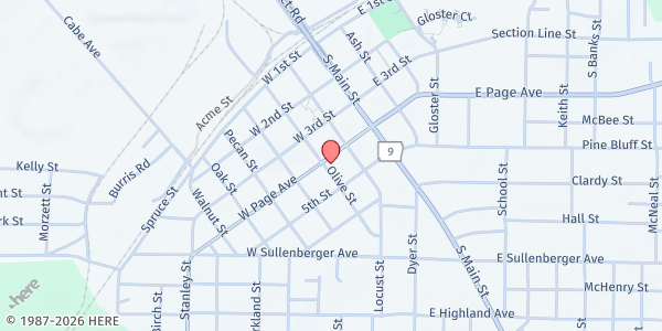 Map showing Libby's R.O.S.E- Malvern at 227 W. Page Ave., Malvern, AR