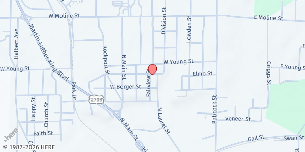 Map showing North Malvern Assembly of God at 427 Fairview St., Malvern, AR