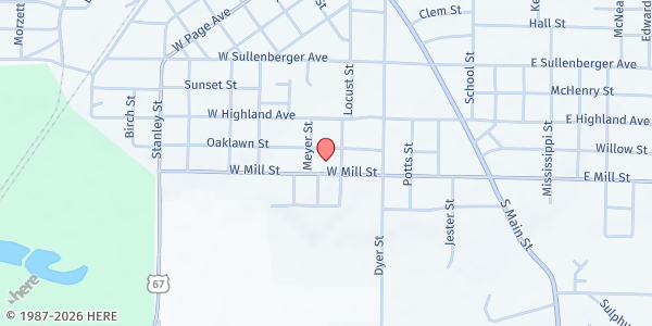 Map showing Second Baptist Malvern at 210 W. Mill St., Malvern, AR