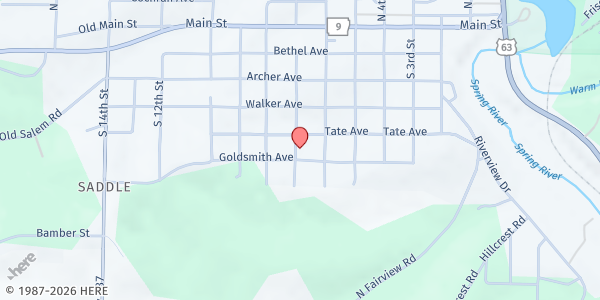 Map showing Shining Light Food Pantry at 560 South 7th Street, Mammoth Spring, AR