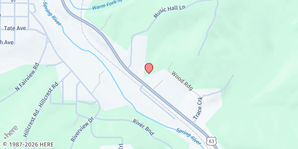 Map showing Shining Light Food Pantry at 732 Hwy 63 S., Mammoth Spring, AR