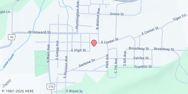 Map showing Mansfield First Baptist Church - Hand In Hand at 405 E. Center St., Mansfield, AR