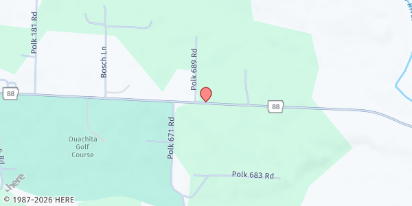 Map showing Feed My Sheep at 2933 AR-88, Mena, AR