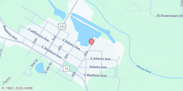 Map showing Midland Assembly of God at 501 N. 6th St., Midland, AR