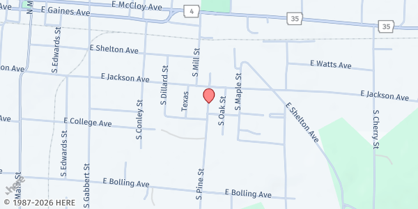 Map showing Revival Center Church COGIC at 311 S. Pine St., Monticello, AR