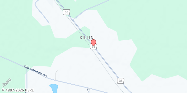 Map showing Rose Hill Free Will Baptist Church at 2103 AR-35, Monticello, AR