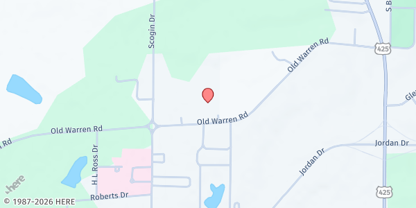 Map showing Second Baptist Church at 1032 Old Warren Road, Monticello, AR