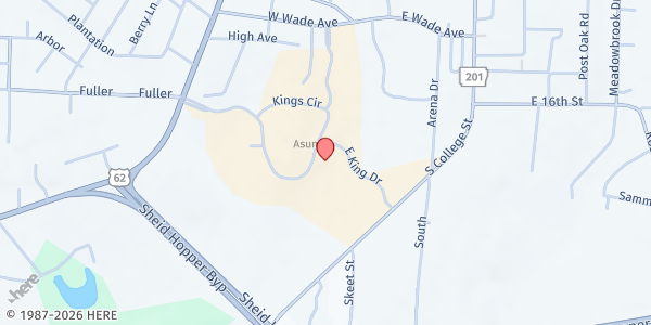 Map showing ASU-Mountain Home Food Pantry at 1600 S. College St., Mountain Home, AR