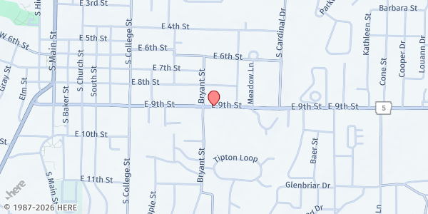 Map showing Eastside Baptist Church - Mountain Home at 718 E. 9th St., Mountain Home, AR