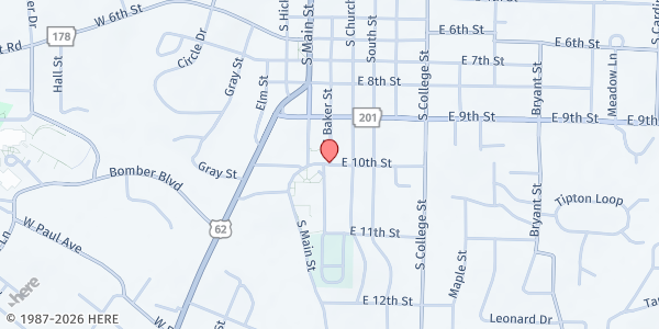 Map showing Gamma House at 104 E. 10th St., Mountain Home, AR