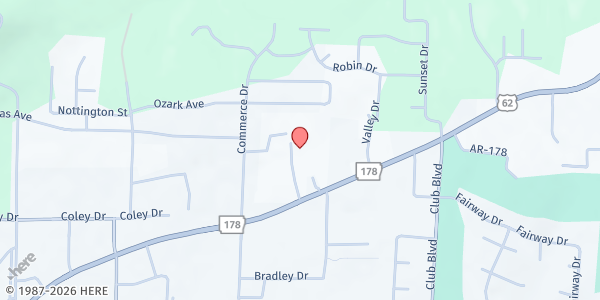 Map showing Mountain Home Food Basket at 1341 Eastside Center Ct., Mountain Home, AR