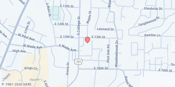 Map showing Mountain Home School Food Pantry at 1301 South College Street, Mountain Home, AR