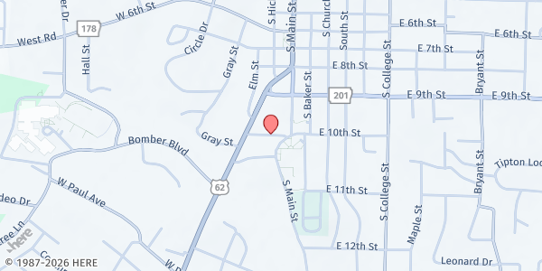 Map showing Redeemer Lutheran Church Food Pantry at 312 West N. Street, Mountain Home, AR