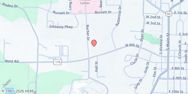 Map showing Wesley Kitchen - Mountain Home at 605 W. 6th St., Mountain Home, AR