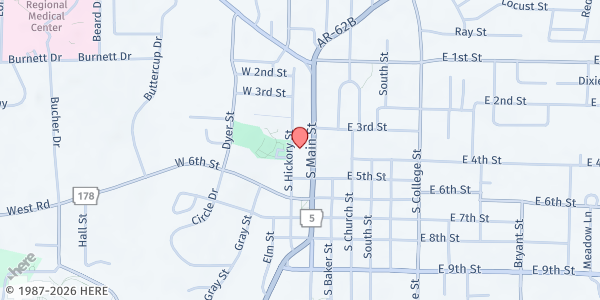 Map showing Word Of Life (Bread Of Life) at 310 S. Main St., Mountain Home, AR