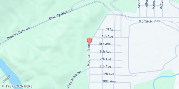 Map showing First Baptist Church - Mountain Pine at 100 Fifth Ave., Mountain Pine, AR
