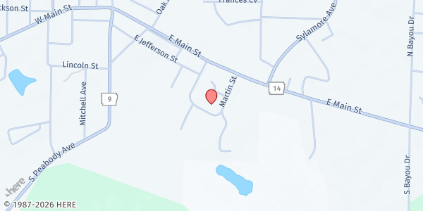 Map showing Stone County Community Food Ministry at 310 School Avenue, Mountain View, AR