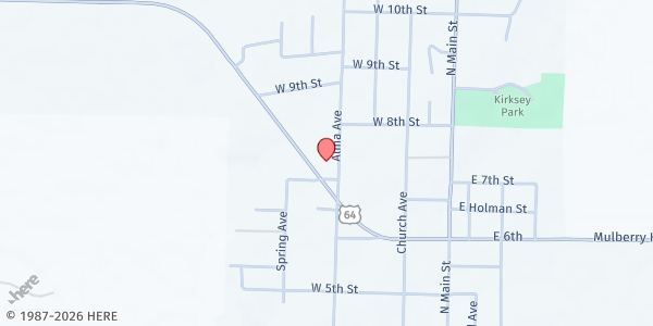 Map showing Mulberry Senior Center at 406 US 64, Mulberry, AR