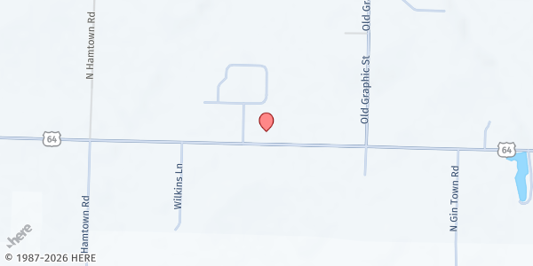 Map showing Vine Prairie Baptist Church at 2128 US-64, Mulberry, AR