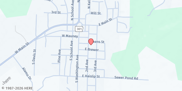 Map showing Blessed Beginnings FUMC at 403 2nd Ave., Murfreesboro, AR