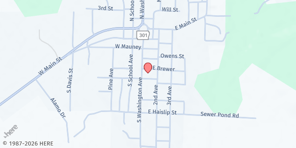 Map showing First Baptist Church - Murfreesboro at 500 S. Washington Ave., Murfreesboro, AR