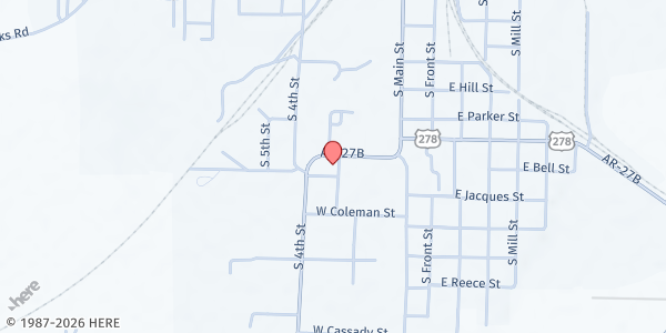 Map showing Bread of Life Nashville at 301 W. Dodson St., Nashville, AR