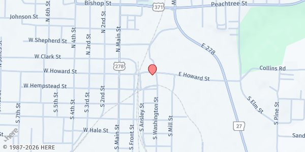 Map showing Nashville Senior Center at 206 E. Howard St., Nashville, AR