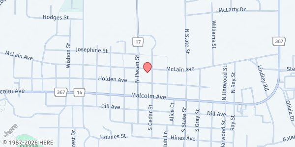 Map showing Jackson County Senior Life Center at 1310 Mclain St., Newport, AR