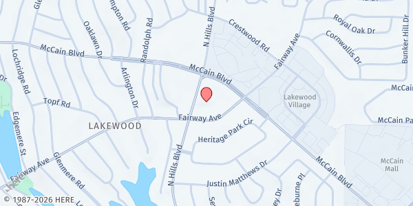 Map showing Central Baptist Church- NLR at 5200 Fairway Ave., North Little Rock, AR