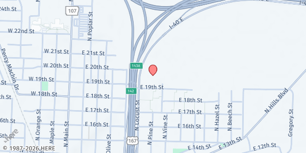 Map showing Eastgate Fishing Center at 1900 Pine Street, North Little Rock, AR