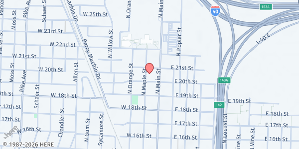 Map showing First Baptist Church Main Street NLR at 2015 Main St., North Little Rock, AR
