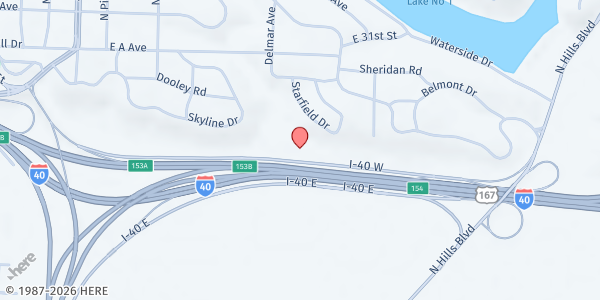 Map showing First Pentecostal Church- NLR at 1401 Calvary Rd., North Little Rock, AR