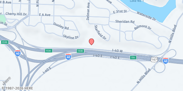 Map showing First Pentecostal Church - NLR at 1401 Calvary Rd., North Little Rock, AR