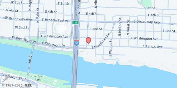 Map showing Friendly Chapel Church of the Nazarene at 116 S. Pine St., North Little Rock, AR