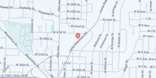 Map showing Grace Church of the Nazarene at 3923 Camp Robinson Rd., North Little Rock, AR