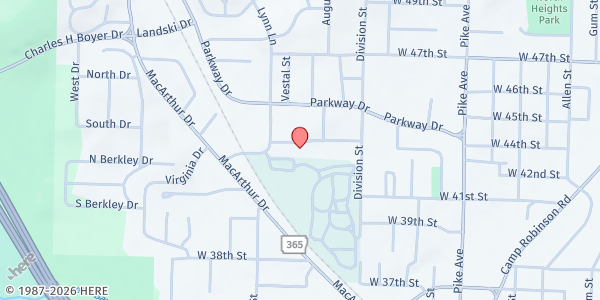 Map showing Greater New Hope Baptist Church at 1723 W. 44th St., North Little Rock, AR